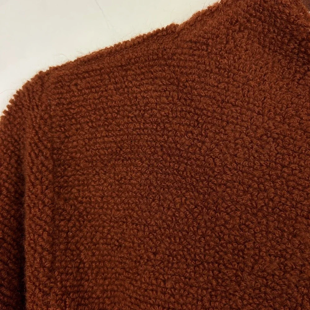 Vtg Sweater Womans L Knit Cardigan Jacket Sally Gee Burnt Orange Union Label